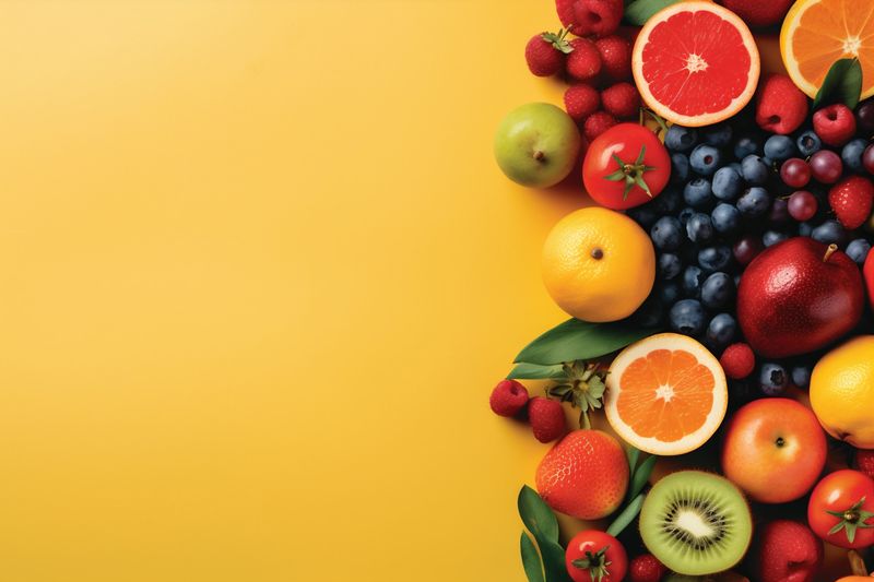 fruit background smoke apple fresh ice grape orange food hookah juice. Generative AI.