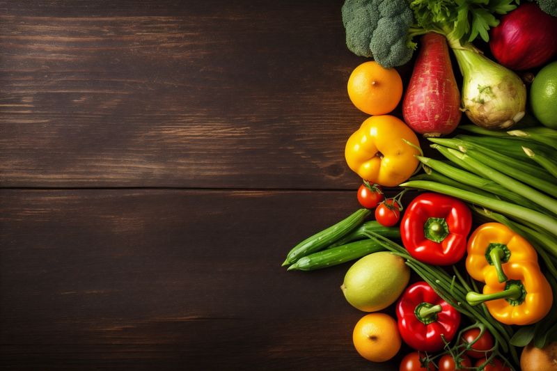 background ingredient dark cooking copy healthy table food vegetarian fresh vegetable. Generative AI.