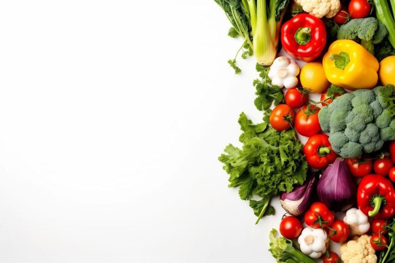 white isolated background tomato lettuce vegetarian vegetable food fruit healthy green. Generative AI.