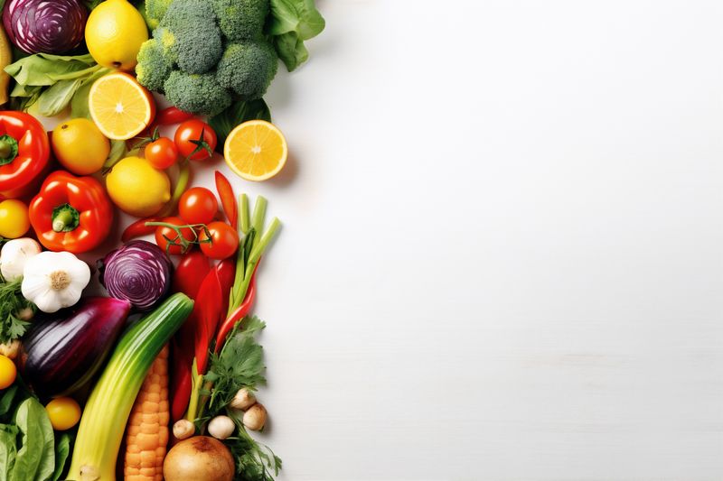 fruit food vegetarian vegetable tomato background grocery green healthy white isolated. Generative AI.