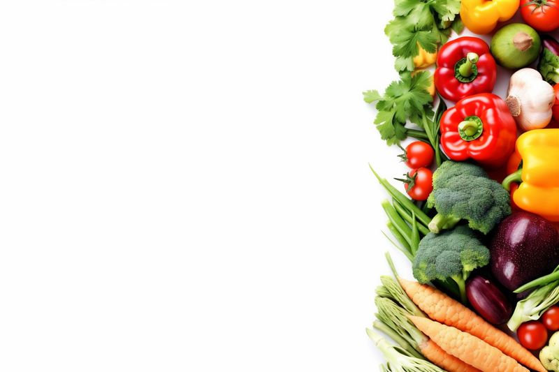 fruit white tomato lettuce vegetable vegetarian background healthy food green isolated. Generative AI.