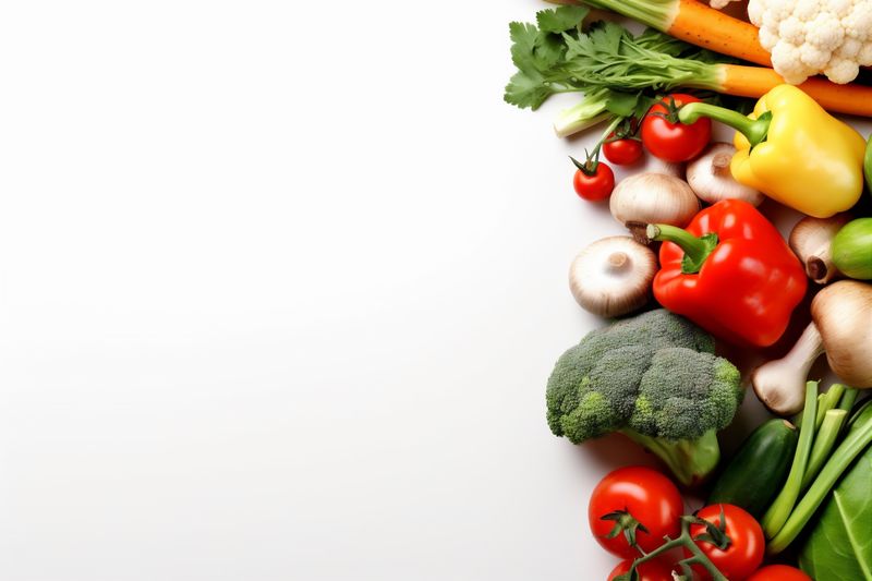 raw vegetarian white vegetable food healthy tomato green background isolated fruit. Generative AI.