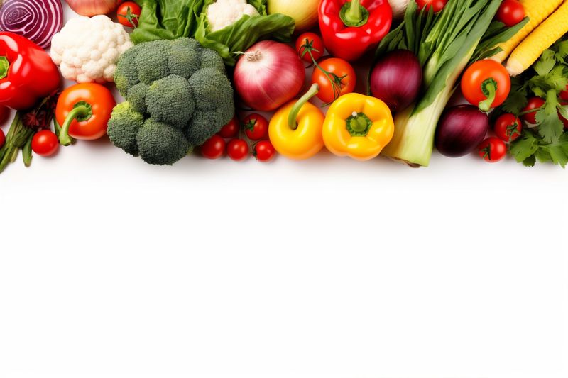 food green isolated background vegetable tomato group healthy vegetarian white fruit. Generative AI.