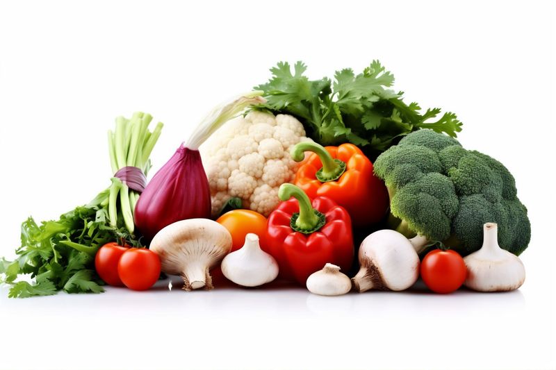 fruit vegetarian red isolated background food green tomato white healthy vegetable. Generative AI.