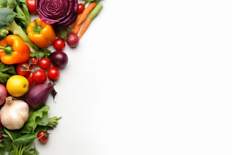 background green orange healthy white food vegetarian tomato isolated fruit vegetable. Generative AI.