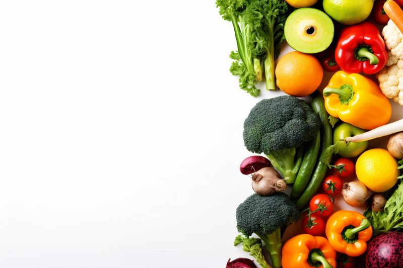 raw white vegetarian food background green fruit isolated vegetable tomato healthy. Generative AI.