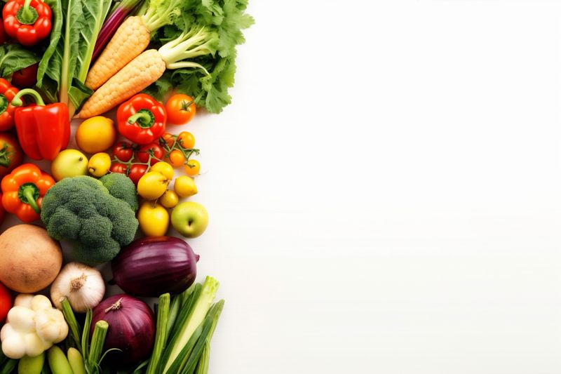 colorful food healthy white green tomato background vegetarian vegetable isolated fruit. Generative AI.