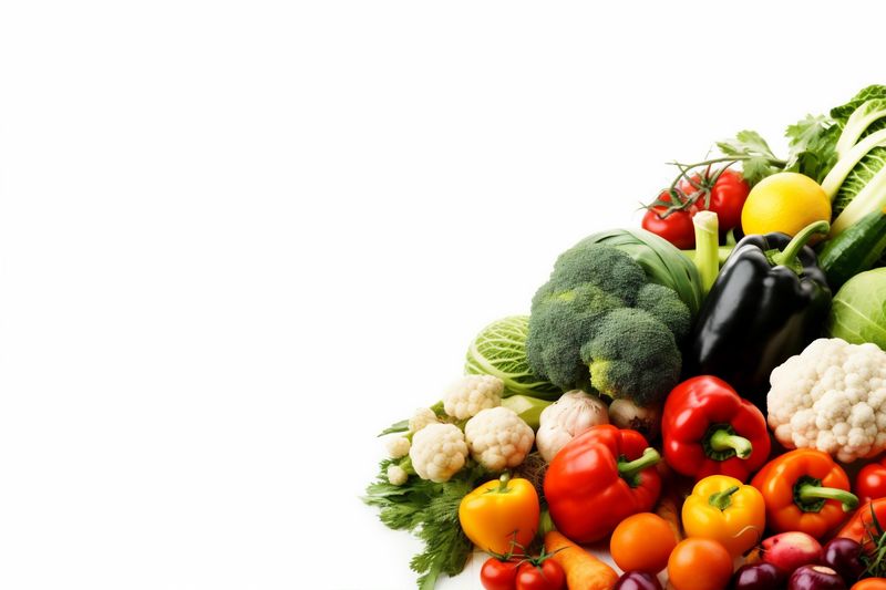 vegetable food white healthy green fruit isolated background pepper tomato vegetarian. Generative AI.