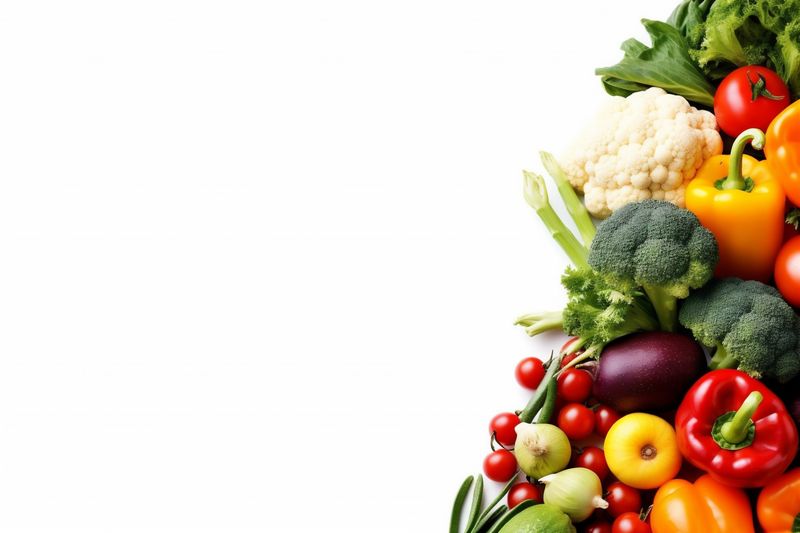 vegetarian white background tomato isolated healthy food green vegetable fruit natural. Generative AI.