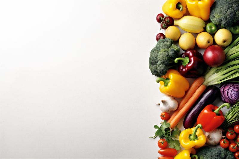 organic green vegetable healthy isolated vegetarian food fruit tomato background white. Generative AI.