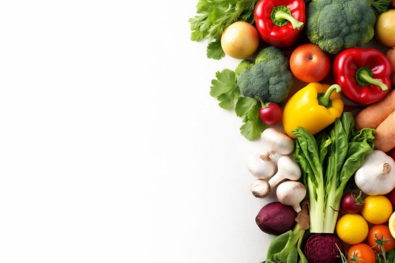 background food isolated white vegetable healthy tomato green fruit colorful vegetarian. Generative AI.