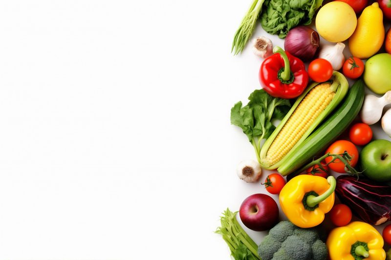 green isolated healthy cucumber tomato white vegetarian vegetable fruit background food. Generative AI.