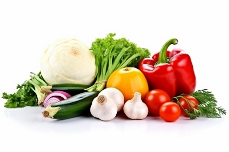 background white vegetable composition healthy fruit tomato isolated food vegetarian green. Generative AI.