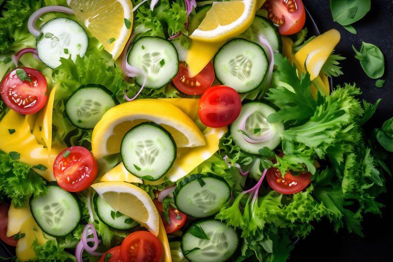 diet background food fresh healthy dark vegetarian vegetable salad mockup green. Generative AI.