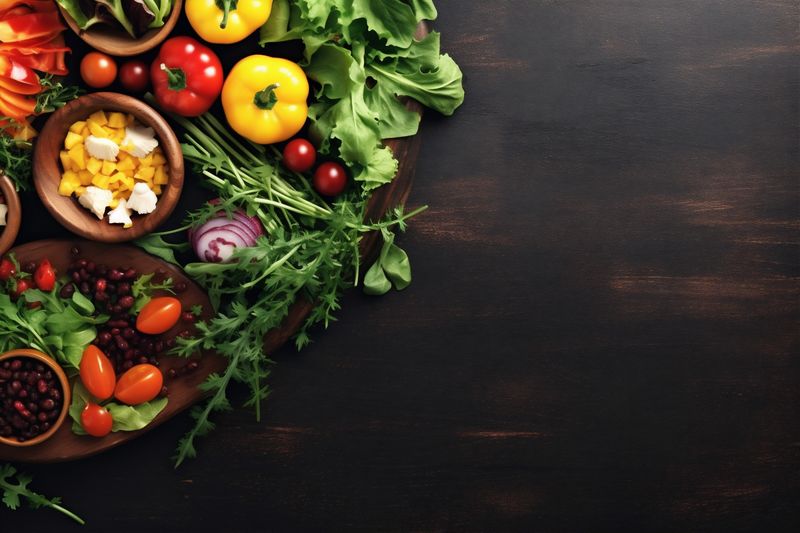 healthy diet top background green vegetable fresh salad vegetarian dark food. Generative AI.