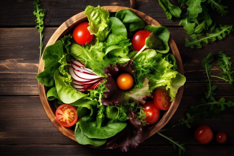 diet vegetable green dark salad food fresh background natural healthy vegetarian. Generative AI.
