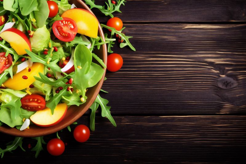 diet vegetarian green food dieting dark salad healthy background vegetable fresh. Generative AI.