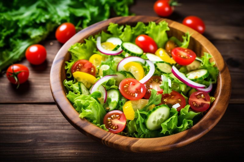 dark diet background salad vegetarian healthy vegetable lay green fresh food. Generative AI.