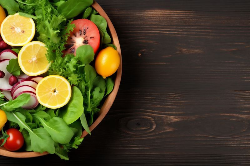 green healthy background diet vegetable food dark organic vegetarian salad fresh. Generative AI.