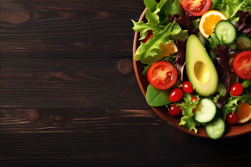 food meal fresh salad dark green vegetable diet vegetarian healthy background. Generative AI.