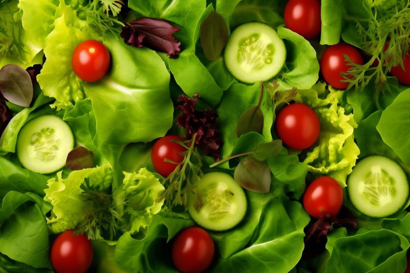 diet herb vegetable dark food background healthy vegetarian fresh salad green. Generative AI.