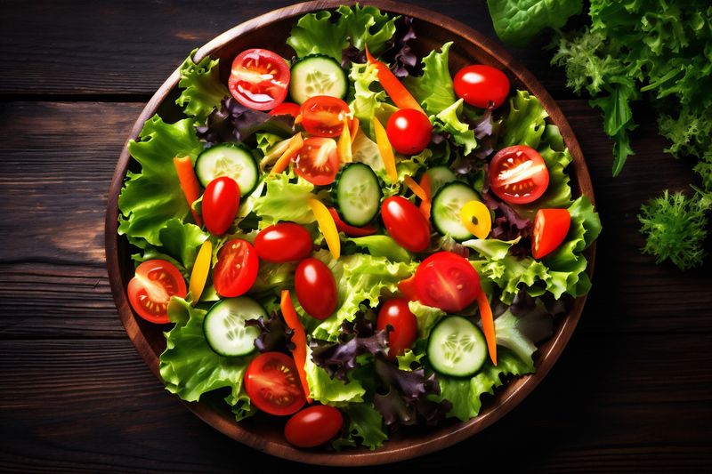 dark vegetable vegetarian food salad fresh green background diet eating healthy. Generative AI.