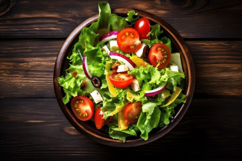 background green vegetarian herb food vegetable dark salad fresh healthy diet. Generative AI.