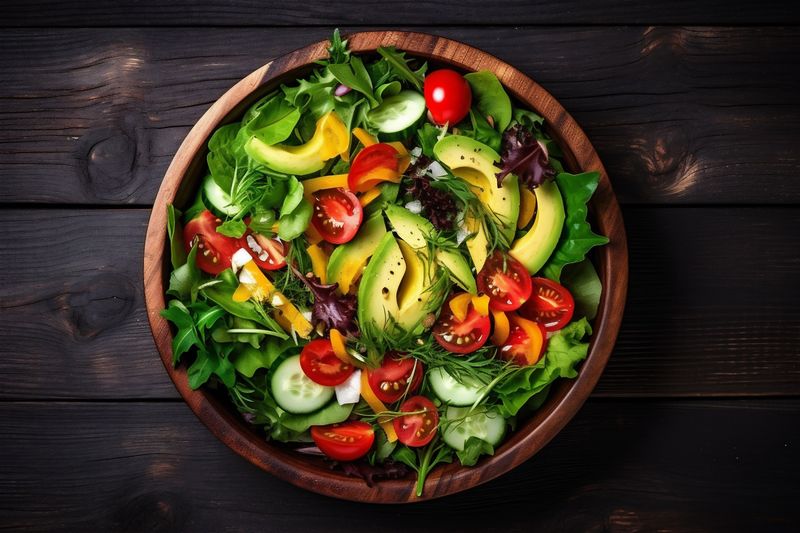 diet fresh recipe green vegetable dark salad healthy food vegetarian background. Generative AI.
