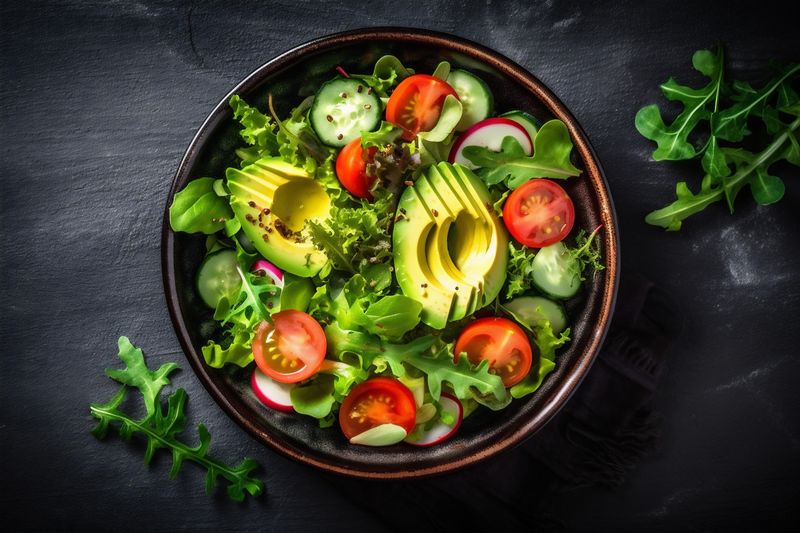 diet green background recipe dark healthy food vegetarian vegetable salad fresh. Generative AI.