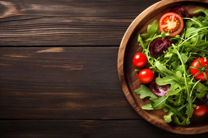 healthy fresh background diet summer food salad vegetable vegetarian dark green. Generative AI.