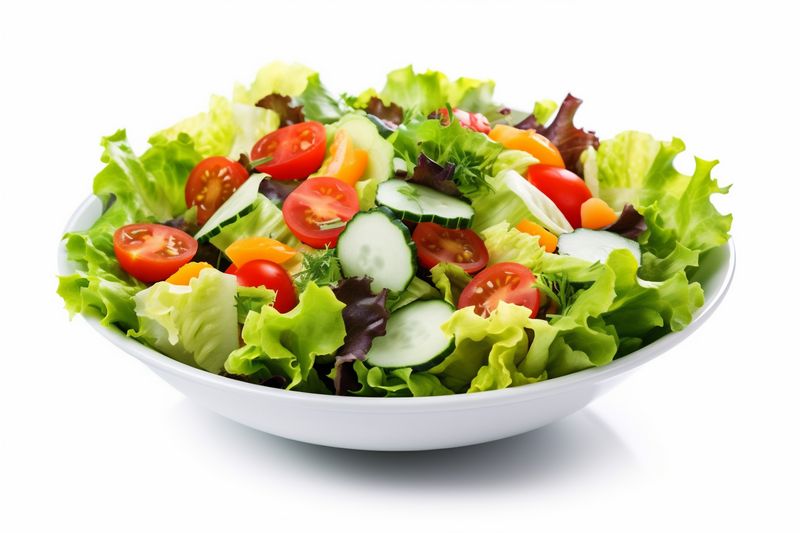 lunch food healthy green fresh vegetarian lettuce salad tomato vegetable. Generative AI.