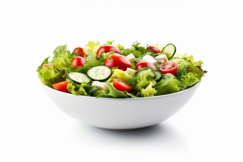 green tomato food vegetable lunch healthy lettuce vegetarian fresh salad. Generative AI.