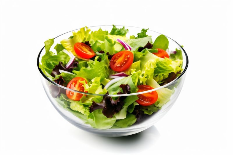 lunch healthy salad food tomato vegetable fresh lettuce green vegetarian. Generative AI.