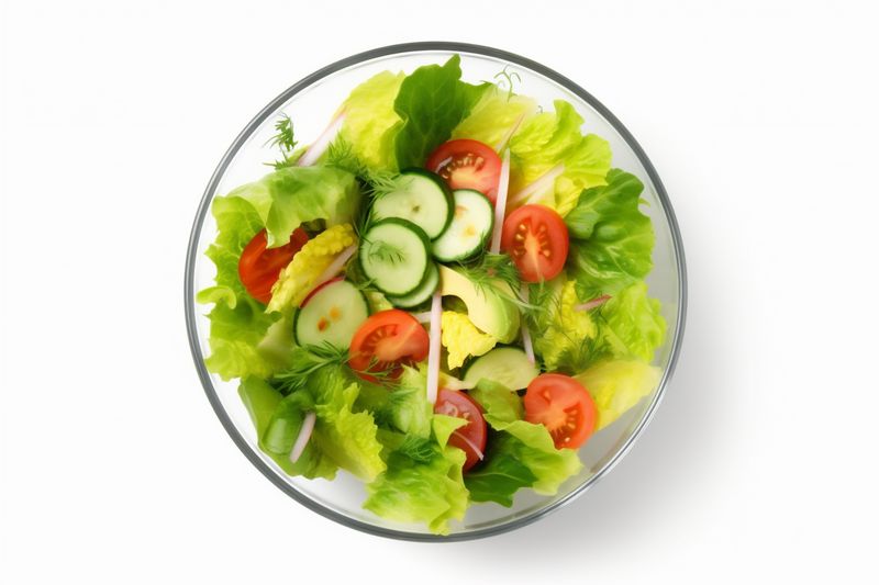 lunch salad green vegetarian lettuce fresh vegetable healthy tomato food. Generative AI.