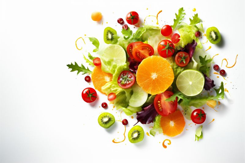 green lettuce fresh salad vegetable food healthy vegetarian lunch tomato. Generative AI.