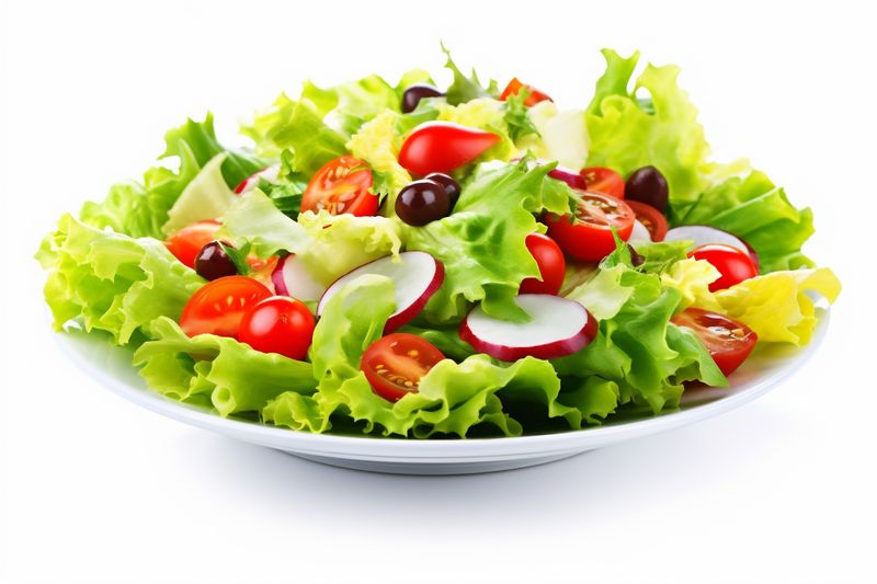 fresh salad lunch lettuce food healthy vegetarian green tomato vegetable. Generative AI.