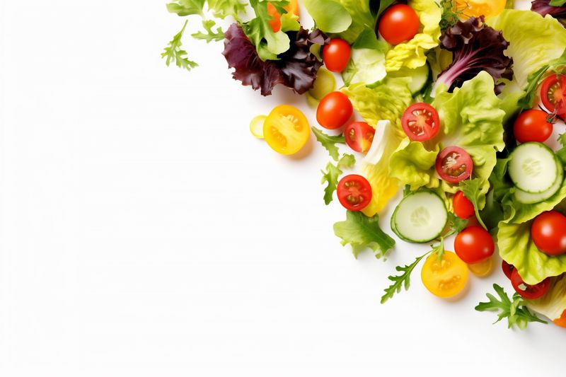 lunch tomato green food lettuce healthy vegetarian fresh vegetable salad. Generative AI.