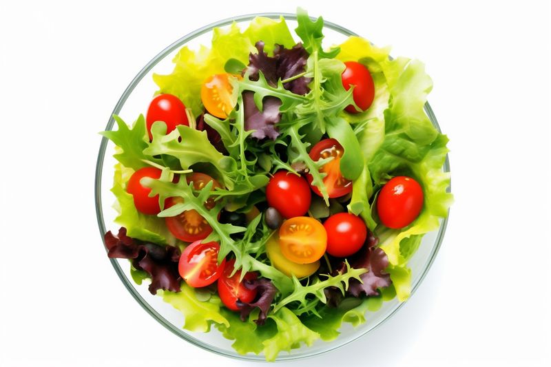 lunch food vegetable healthy green lettuce vegetarian fresh salad tomato. Generative AI.