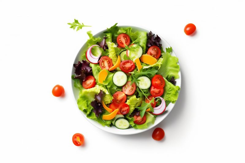 green salad lettuce vegetarian tomato vegetable food fresh healthy lunch. Generative AI.