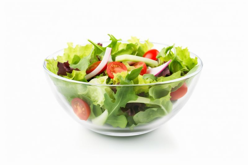 green food lettuce fresh vegetable vegetarian salad lunch healthy tomato. Generative AI.