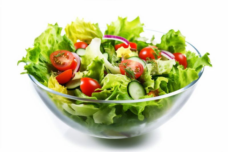 vegetable food salad lettuce fresh lunch green healthy vegetarian tomato. Generative AI.