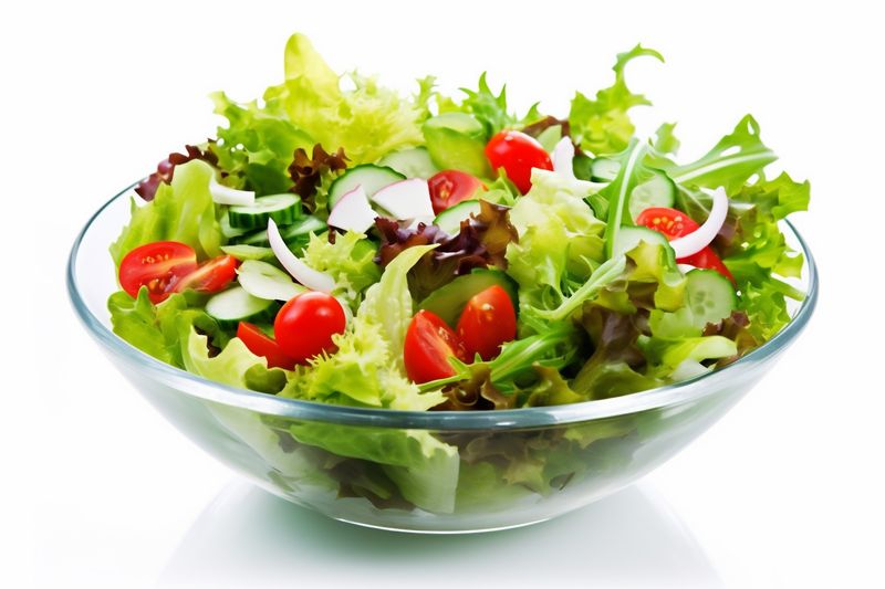 green food salad fresh vegetarian lettuce lunch healthy tomato vegetable. Generative AI.