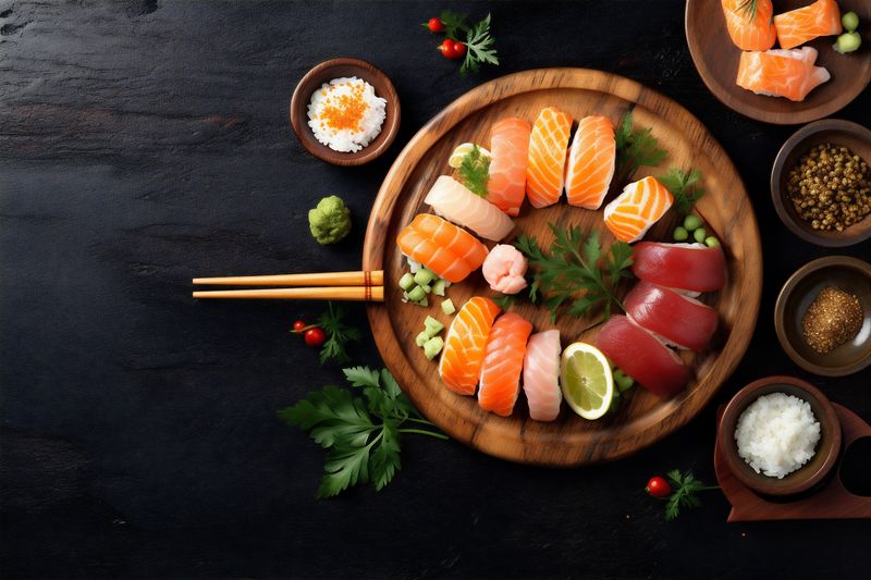 roll seafood fish asian fresh food sushi rice japanese healthy. Generative AI.