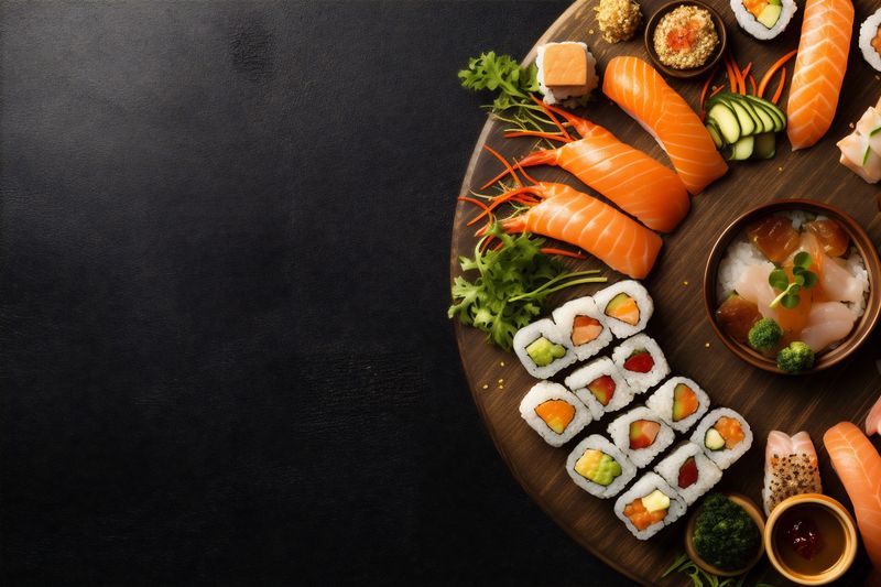 japanese fish fresh sushi roll seafood food rice healthy asian. Generative AI.