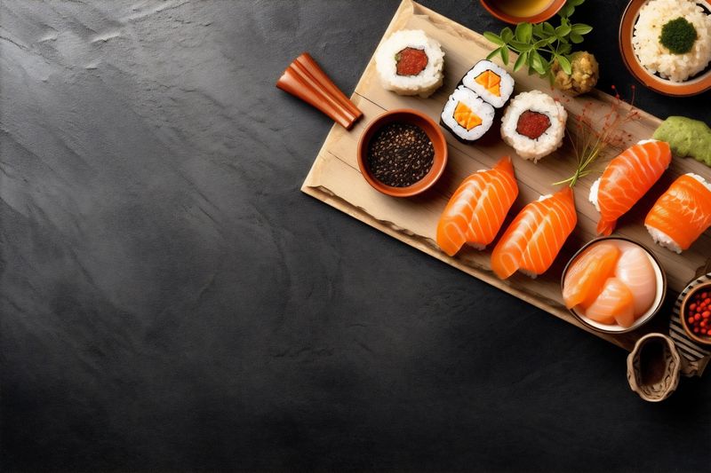 seafood healthy roll asian rice fish japanese fresh food sushi. Generative AI.