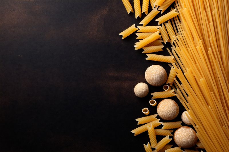 healthy italian raw food pasta macaroni uncooked cuisine ingredient spaghetti background. Generative AI.