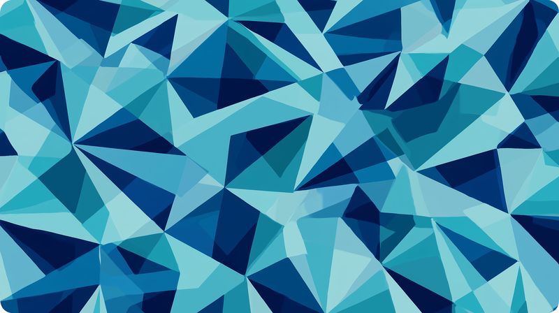 Abstract blue geometric polygon background featuring faceted triangular shapes in varying cyan and navy tones, creating a modern low-poly mosaic texture for digital and print design.