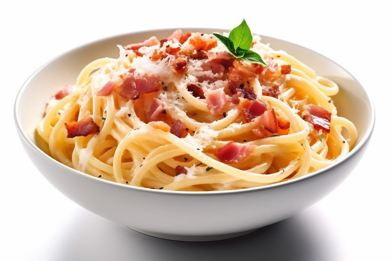 food lunch carbonara isolated italian cheese pepper pasta background spaghetti plate. Generative AI.
