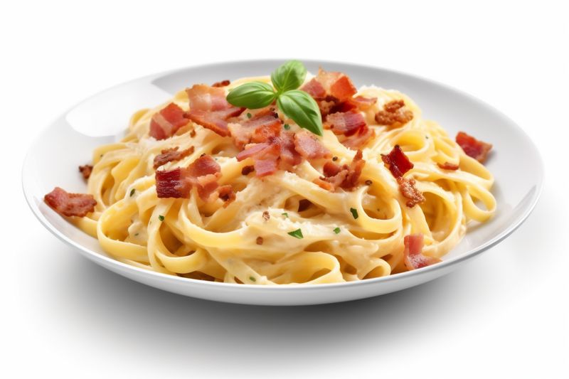 spaghetti food isolated lunch plate pasta italian carbonara cheese background sauce. Generative AI.