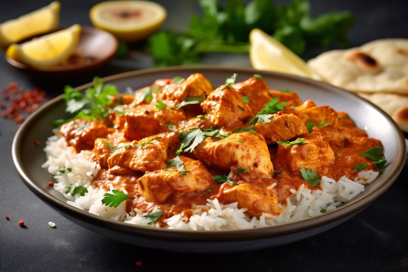 background masala indian asian dish rice sauce dark chicken hot traditional. Generative AI.